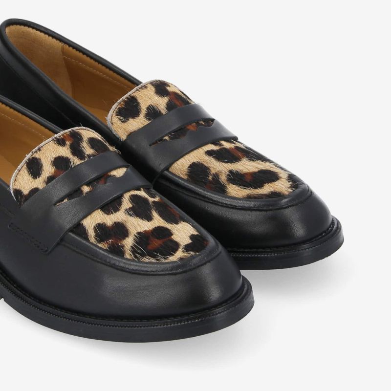 CALIA MOC W - B.CALF/P.ANIMAL -  NOIR/LEOPARD